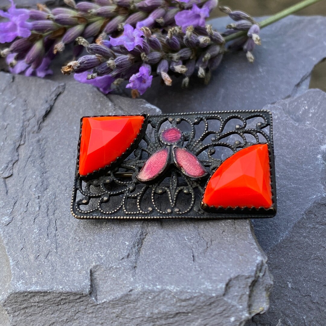 ヴィンテージ チェコ フィリグリ アールデコ ブローチ - Etsy 日本