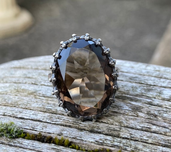 Smoky quartz shop rings sterling silver