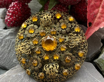 Art Deco Czech Filigree & Paste Brooch.