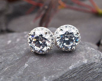 Sterling Silver Cubic Zirconia Stud Earrings.