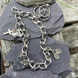 Vintage Sterling Silver Charm Bracelet With Three Charms.
