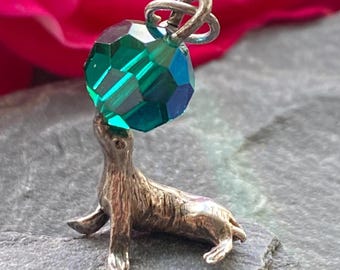 Charm Sceau en argent sterling avec boule de cristal.