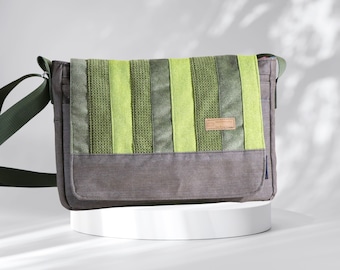 Umhängetasche Herren / Canvas Tasche / Männertasche / grüne Tasche / Arbeitstasche Herren / Geburtstag Mann / upcycling Tasche