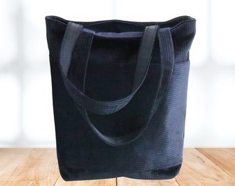 shopper/Cord Tasche /schwarze Tasche /Totebag / Henkeltasche Damen // große Tasche/ Tragetasche// Männertasche /Stofftasche