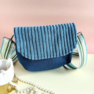 kleine Umhängetasche Damen - Cord Tasche -grüne Tasche -Stofftasche- grüne Umhängetasche  - Tasche grün -kleine Tasche- Geschenkidee -petrol