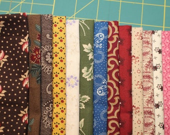 13 CIVIL WAR REPRODUCTION 100% Cotton Fat Quarters (18x22") By Marcus Fabrics and More-A