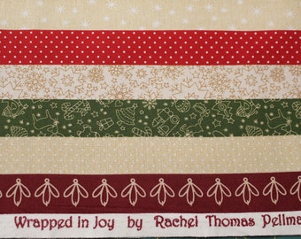 WRAPPED IN JOY Strips Christmas 100% Cotton Quilt Fabric By The Yard By Marcus Fabrics