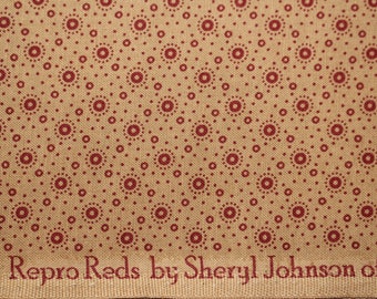 REPRO REDS Quilt Fabric by Sheryl Johnson For Marcus 3118-Dark TAN