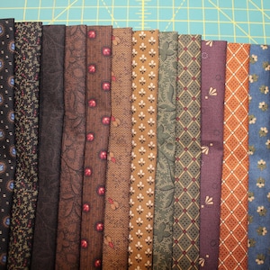 15 NEW CIRCA ESSENTIALS Civil War/Reproduction Fabric Fat Quarters (18x22&quot;) By Pam Buda for Marcus Fabrics