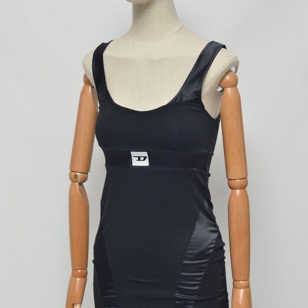 DIESEL Women's Black Elastane Hype Center Logo Mini Dress Size S