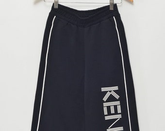 KENZO Paris Luxury Women's Black Logo Cropped Jogger Size XS Made in Portugal