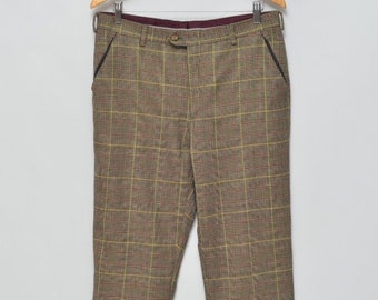 Paul Smith Pantalon Homme Marron En Laine À Carreaux Taille 40 Fabriqué En Italie