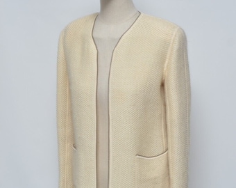 CHANEL Identifikation Luxus Damen Beige Strickjacke Cardigan Blazer Madein France