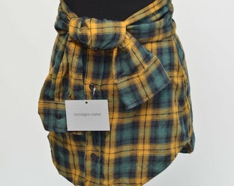 RRP 550 New! ADAPTATION Women's Mini Skirt Gold Plaid Size 25 Made in USA