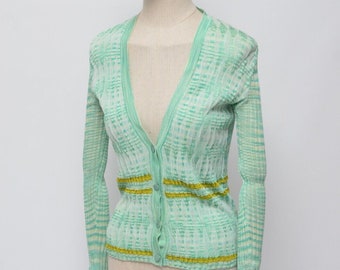 MISSONI Luxus Damen Grün Strickjacke Pullover Größe 42 Made in Italy