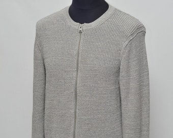 All Saints Men's Grey Cotton Knitted Rothay Zip Through Jumper Size M