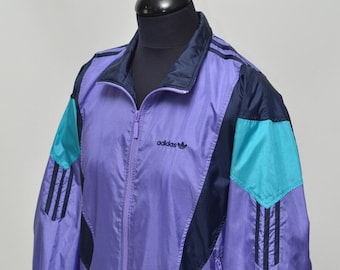 Adidas Vintage Men's Purple Full Zip Track Top Jacket Size S Made in Thailand