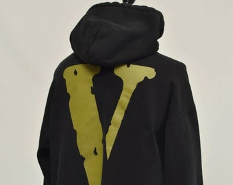 VLONE Men's Black Cotton FRIENDS Logo Cropped Cut Off Hoodie Size L