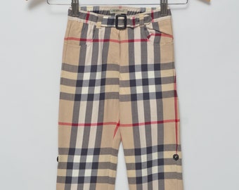 Burberry London Kid's Beige Cotton & Wool Nova Check Pants Size 4Y/104cm