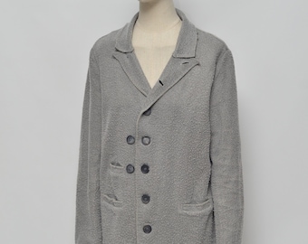 Umit Unal Luxury Women's Grey Wool Double Breasted Coat Size M