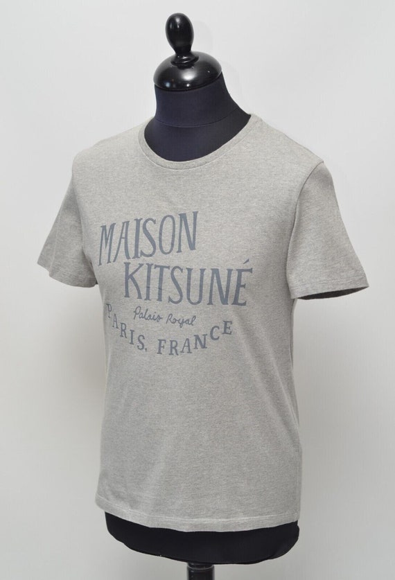 Maison Kitsune Paris Men's Grey Cotton Tee Shirt S