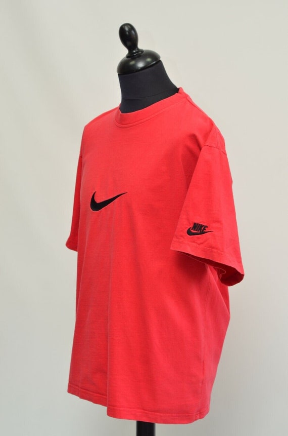 Nike Vintage Men's Red Big Center Swoosh Logo Tee 