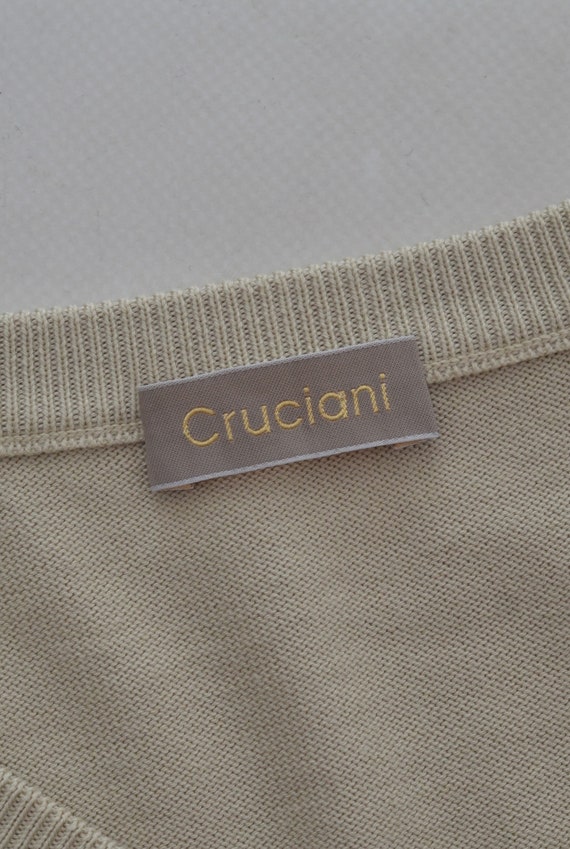 Cruciani Luxury Men's Light Beige Cotton Knit V-n… - image 8