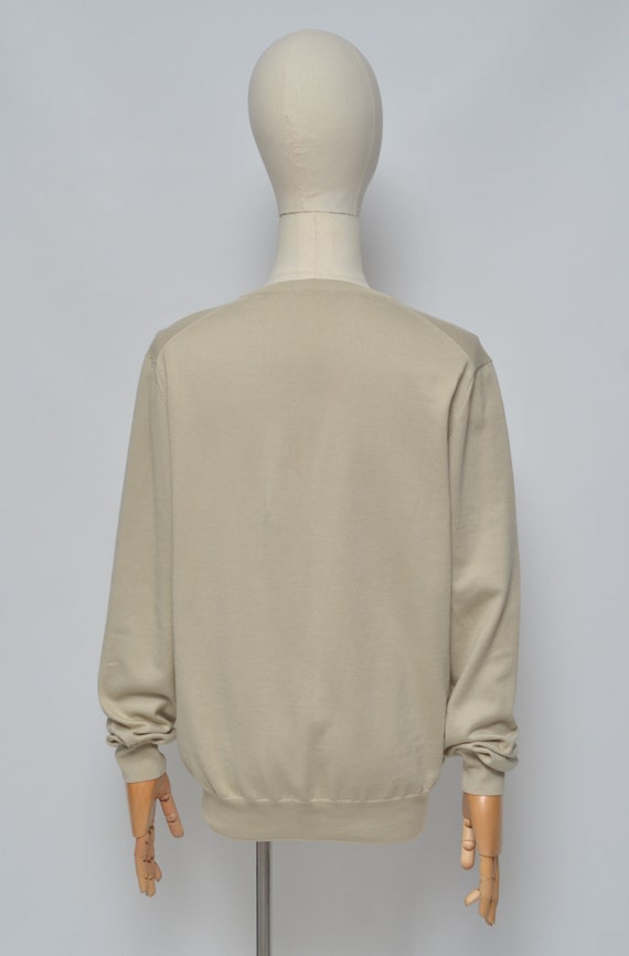 Cruciani Luxury Men's Light Beige Cotton Knit V-n… - image 5