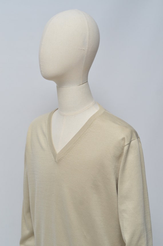 Cruciani Luxury Men's Light Beige Cotton Knit V-n… - image 2
