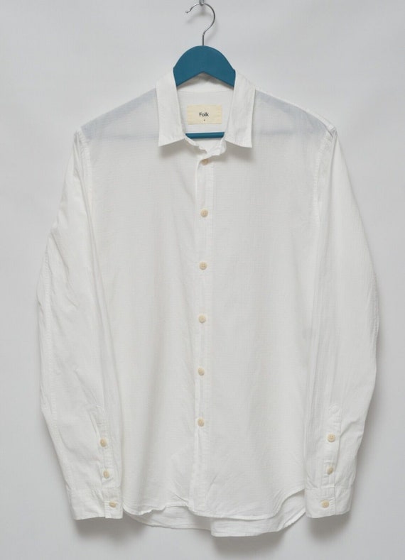 FOLK Men's White Cotton Long Sleeve Shirt Size 4 … - image 6