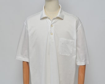 Yves Saint Laurent YSL Vintage Herren weißes Baumwolle Polo-Shirt Gr. L