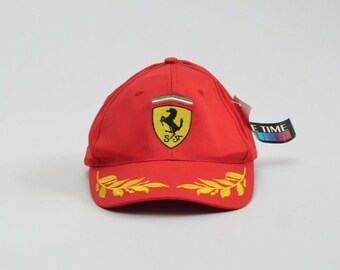 Ferrari Vintage Men's Red Cotton Logo Baseball Cap Hat One Size