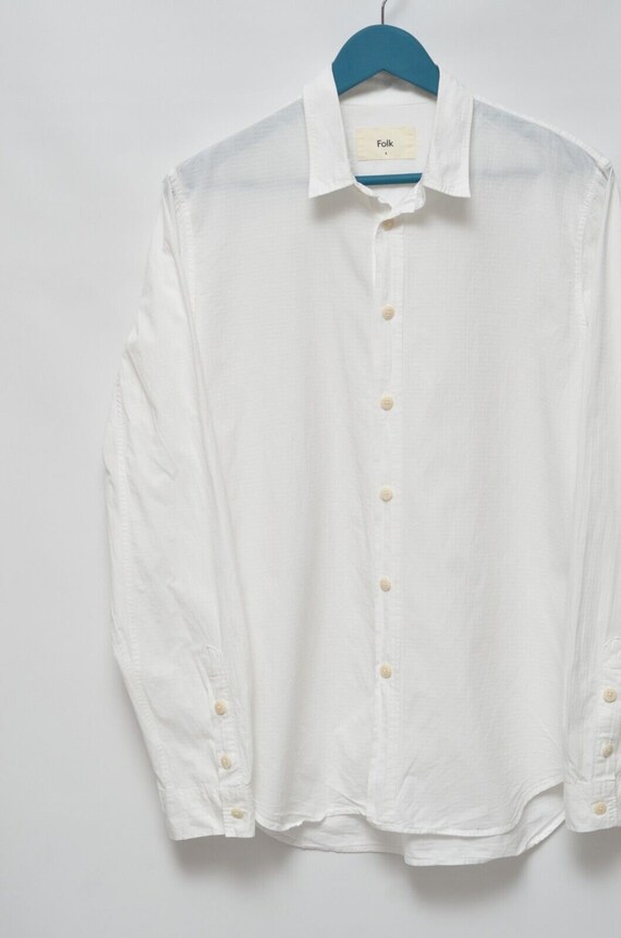 FOLK Men's White Cotton Long Sleeve Shirt Size 4 … - image 7