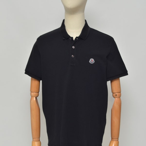 Moncler Luxury Men's Black Cotton Knitted Maglia Polo Shirt Size L