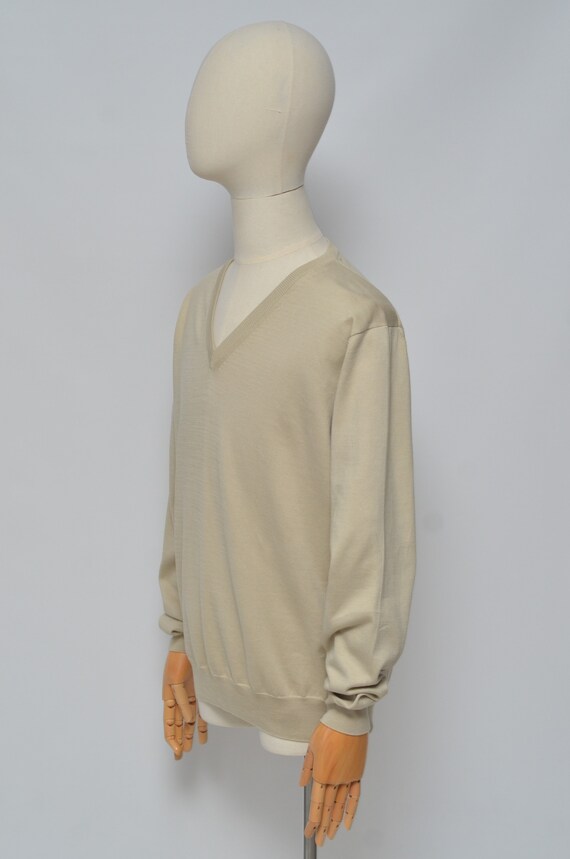 Cruciani Luxury Men's Light Beige Cotton Knit V-n… - image 3