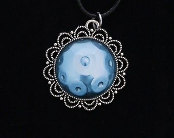 metal-pendant with handpan motif "blue"