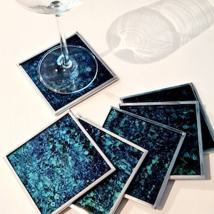 6 noble glass coasters made of van Gogh glass, home decor, gift, outdoor garden, drinks, spring, summer, 100% handmade in Germany image 1