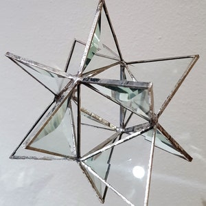 12-pointed star made of facet glass clear large