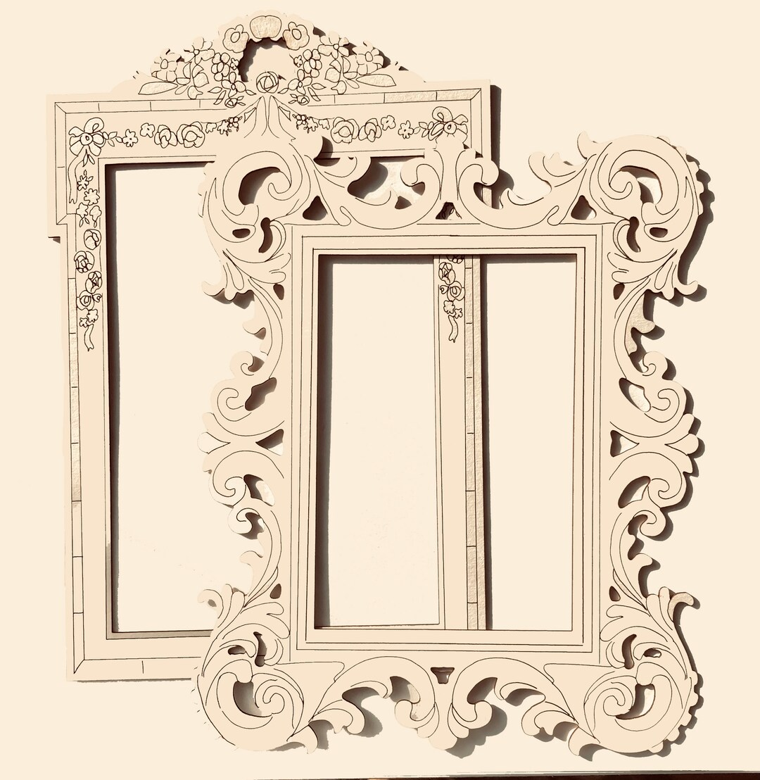 Vintage Frame Set. Antique Frames Cut Outs. Laser Cut Rigid Cardboard