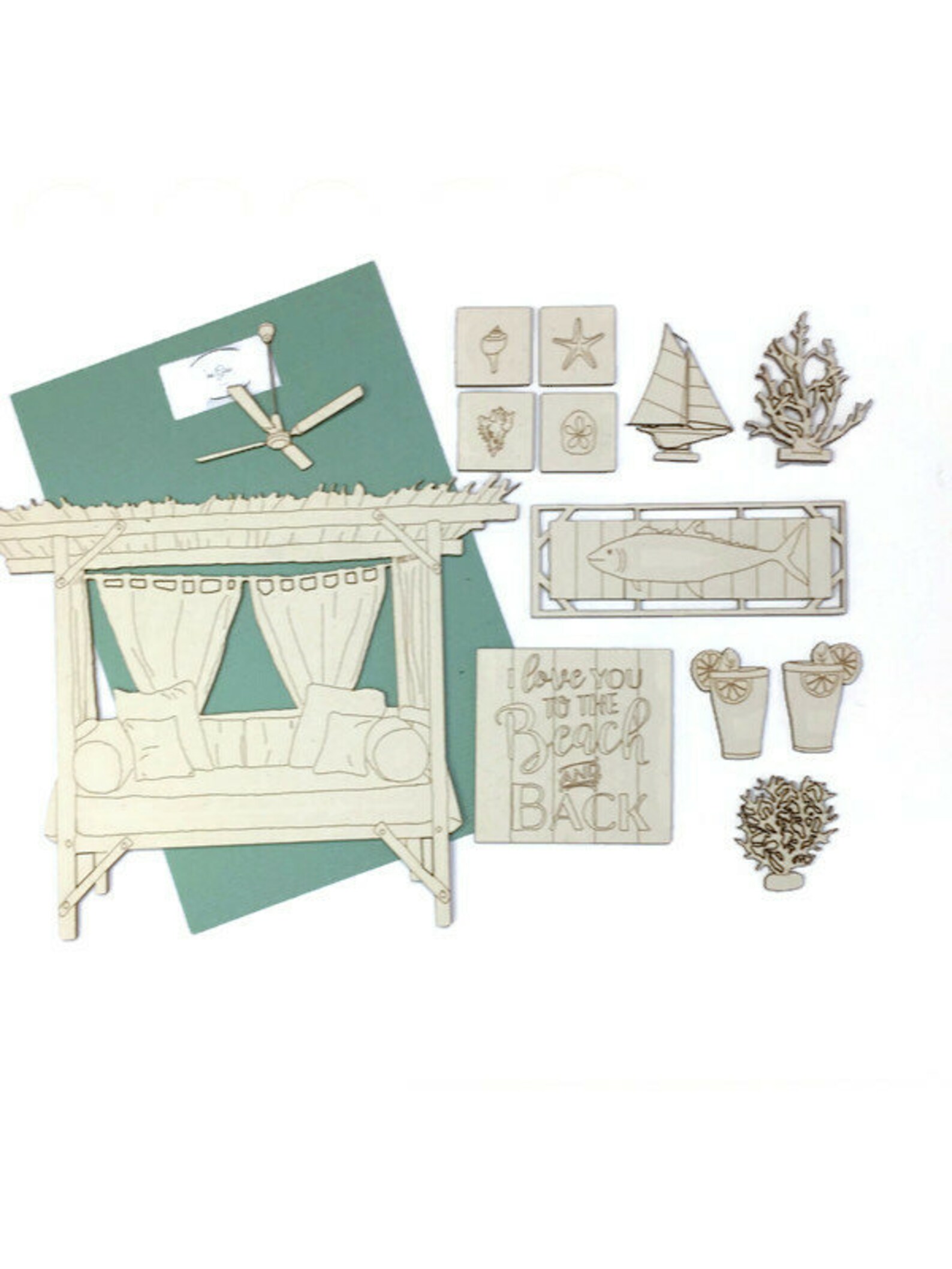 Beach Laser Cut Chipboard Kit. Coastal Deck Chair Pictures Etsy