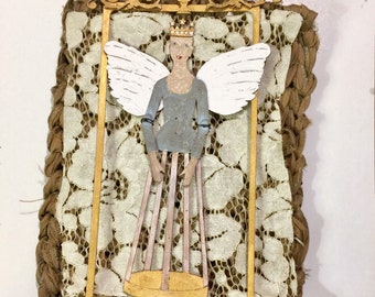 Santos Doll Chipboard Kit. Laser cut chipboard shapes imitating an antic Virgin Mary with embellishments for Mixed Media