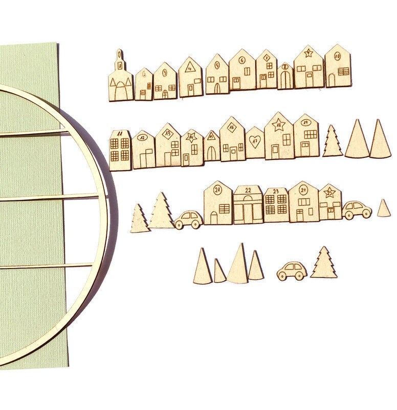 Chipboard laser cut Advent Calendar set. 35 Art Media Etsy