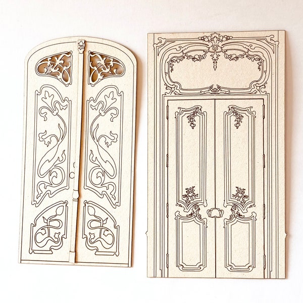 svg file. laser cut chipboard vintage doors. die cut art deco door shape. mixed media door embellish. digital file doors. modernist door