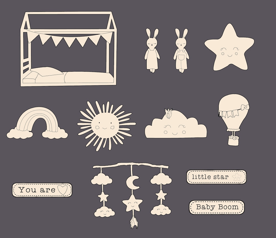 Chipboard Baby. Baby Laser Cut Forms of Baby Embellishments. for Card