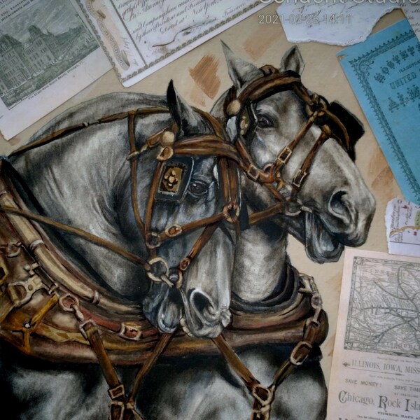 Mixed Media Horse Etsy