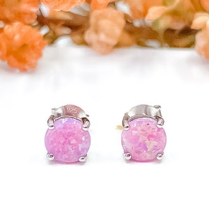 Pink Opal Stud Earrings, 925 sterling silver, dainty jewellery, October birthstone, birthstone jewellery, boho jewellery, gifts for her