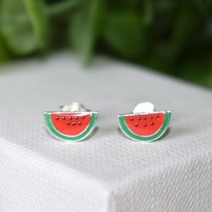 Watermelon Ear Studs 925 Sterling Silver Fruit Earrings