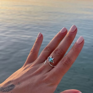 Manta Ray Ring, Abalone Silver Jewellery, Paula Shell Ring, Stingray Lover Gift, Oceanic Manta Rays, Ocean Animal Ring, Sealife Jewellery