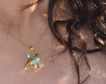 Manta Ray Necklace, Ocean Pendant for Women, Stingray Jewellery, Oceanic Manta Ray, Sea Life Animal, Gold Unique Jewellery