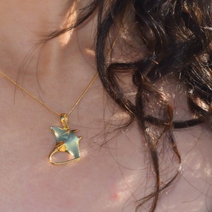 Manta Ray Necklace, Ocean Pendant for Women, Stingray Jewellery, Oceanic Manta Ray, Sea Life Animal, Gold Unique Jewellery